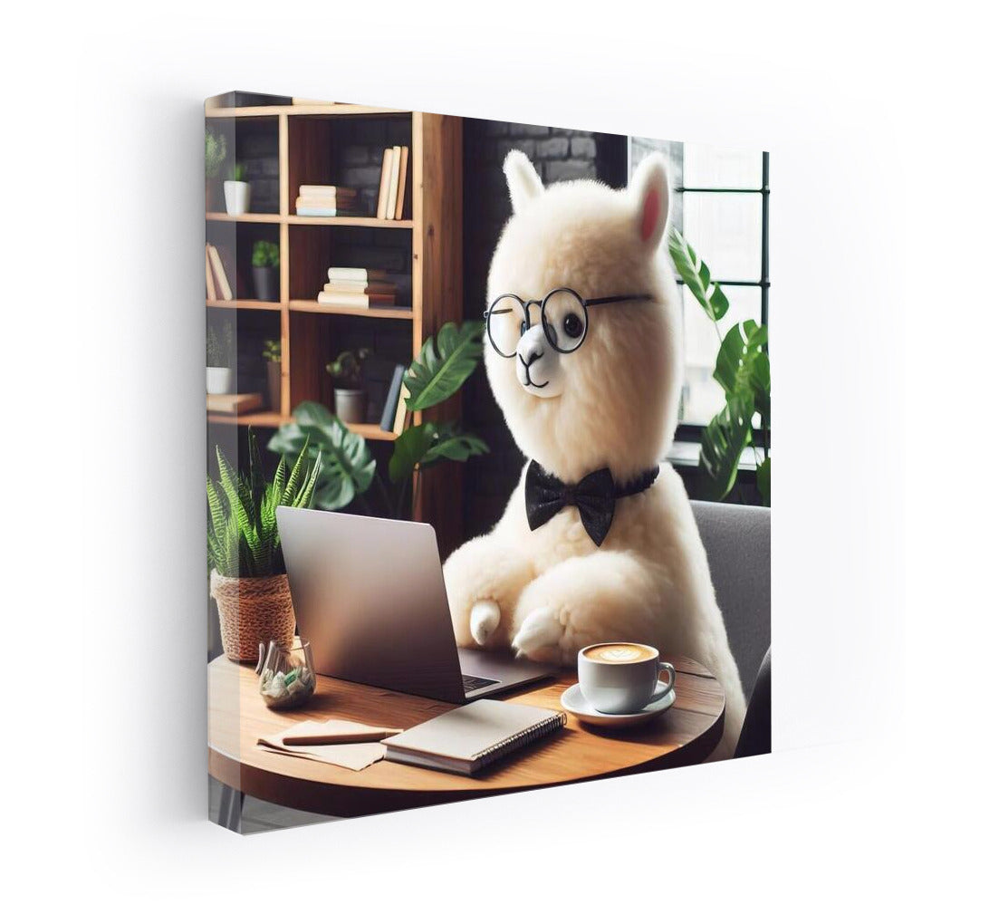Business Alpaca with Laptop in Cafe: Style for Interior