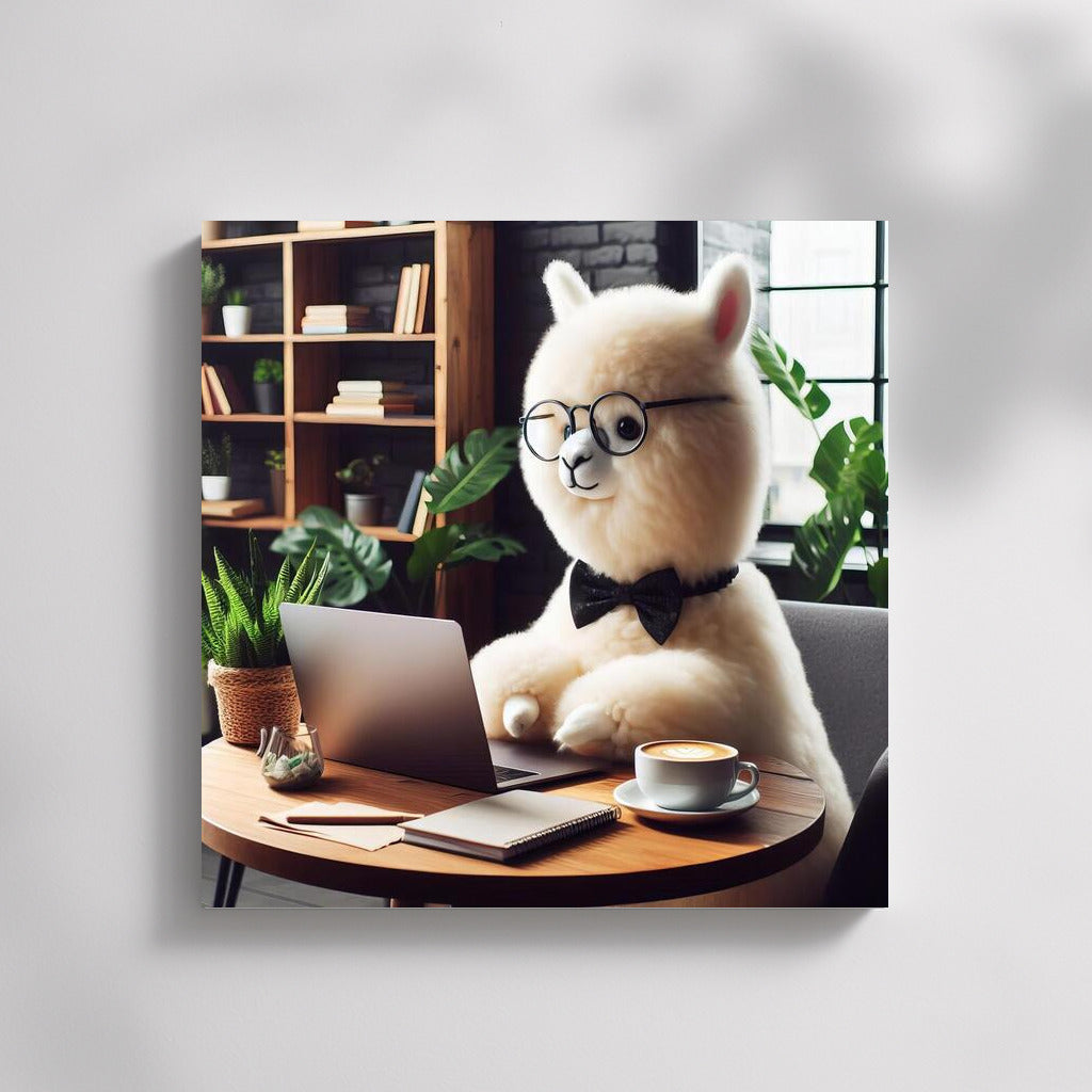 Business Alpaca with Laptop in Cafe: Style for Interior