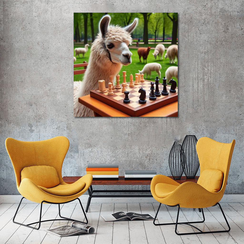 Chess Llama in the Park: Surrealism and Humor for the Interior