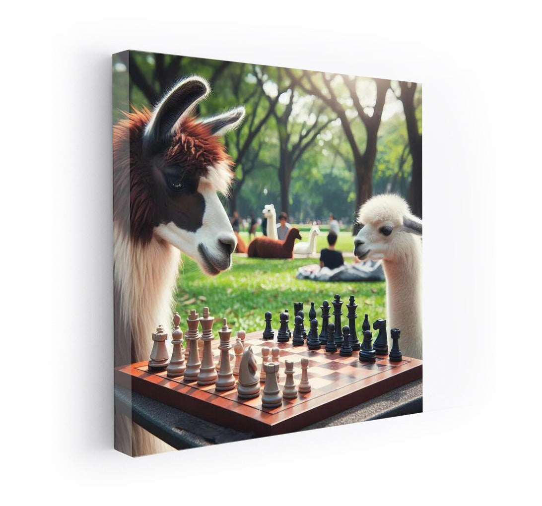 Chess Llamas in the Park: A Humorous Masterpiece for the Interior