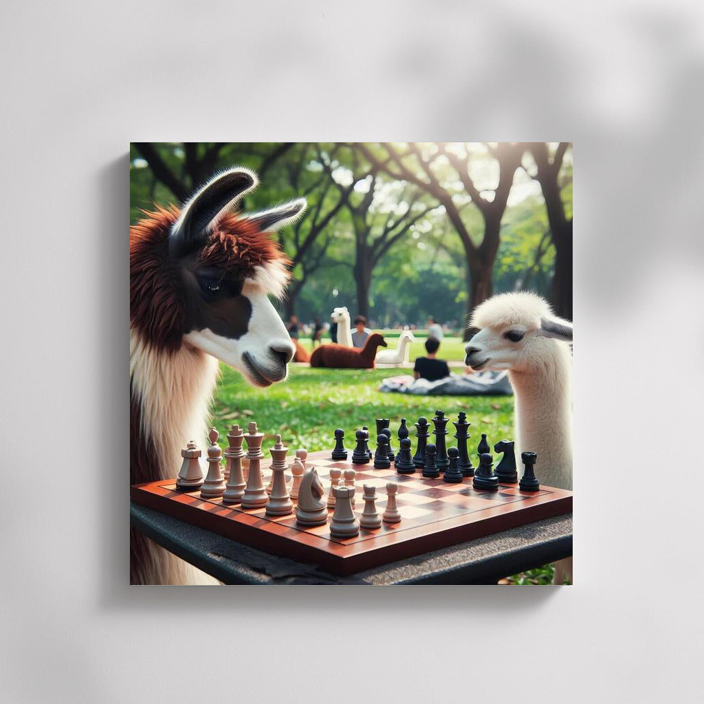 Chess Llamas in the Park: A Humorous Masterpiece for the Interior