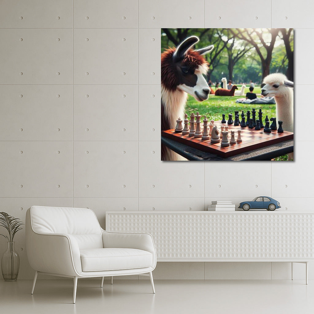 Chess Llamas in the Park: A Humorous Masterpiece for the Interior