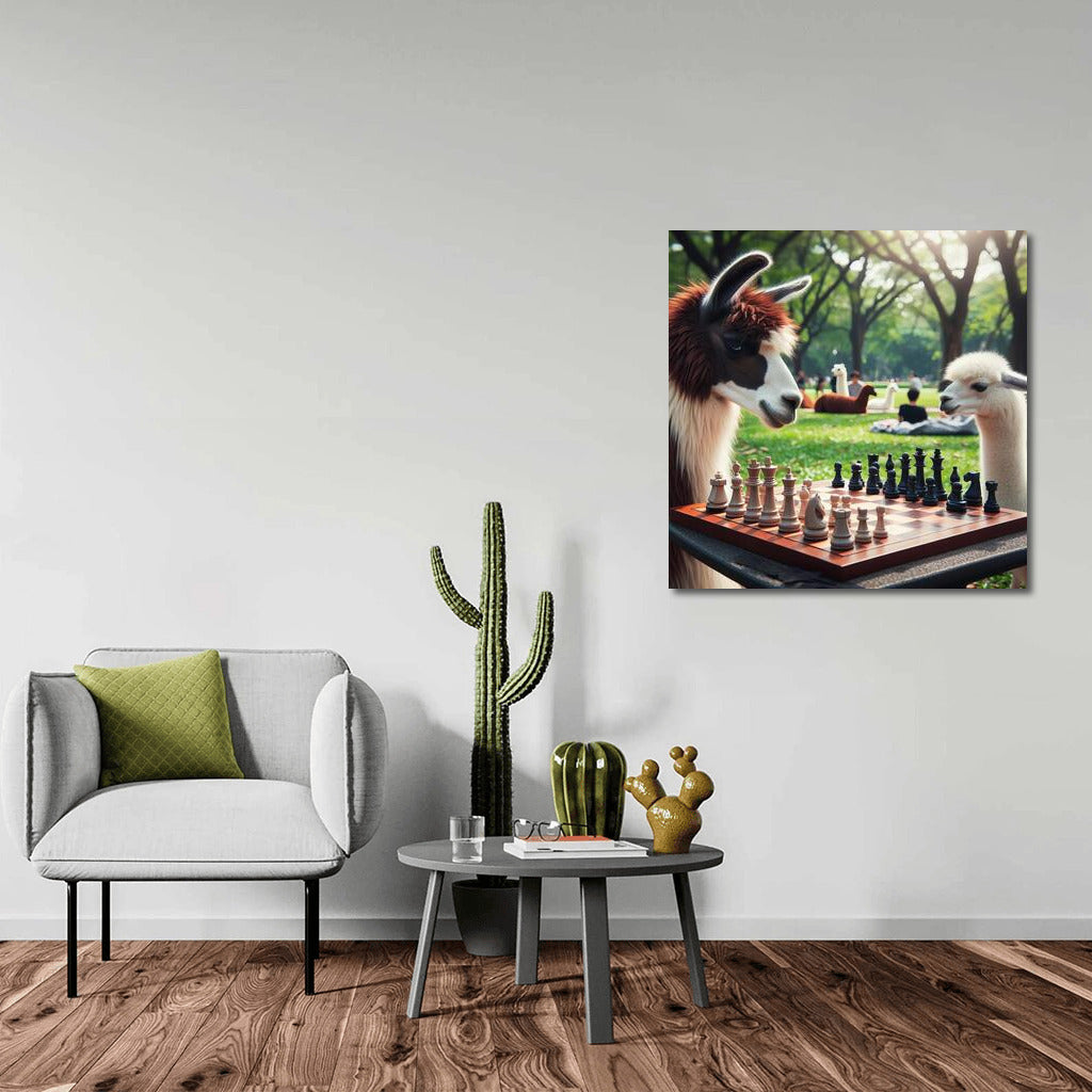Chess Llamas in the Park: A Humorous Masterpiece for the Interior