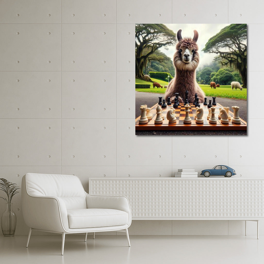 Chess Llama in the Park: Magical Wall Decor