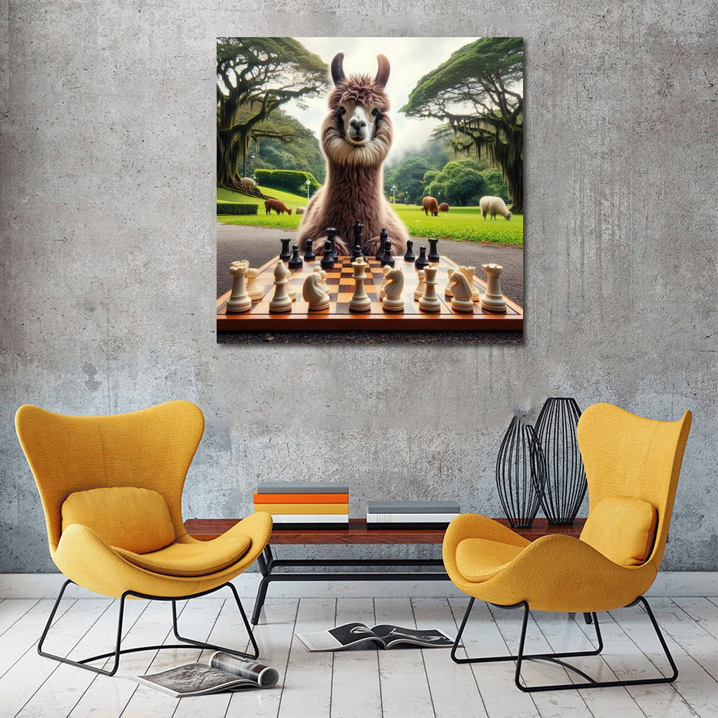 Chess Llama in the Park: Magical Wall Decor
