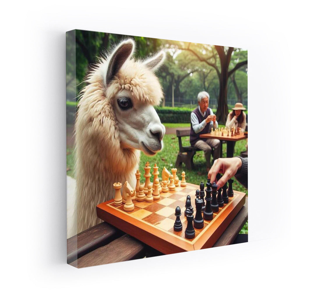 Chess Llama in the Park: Playful Charm for Your Interior