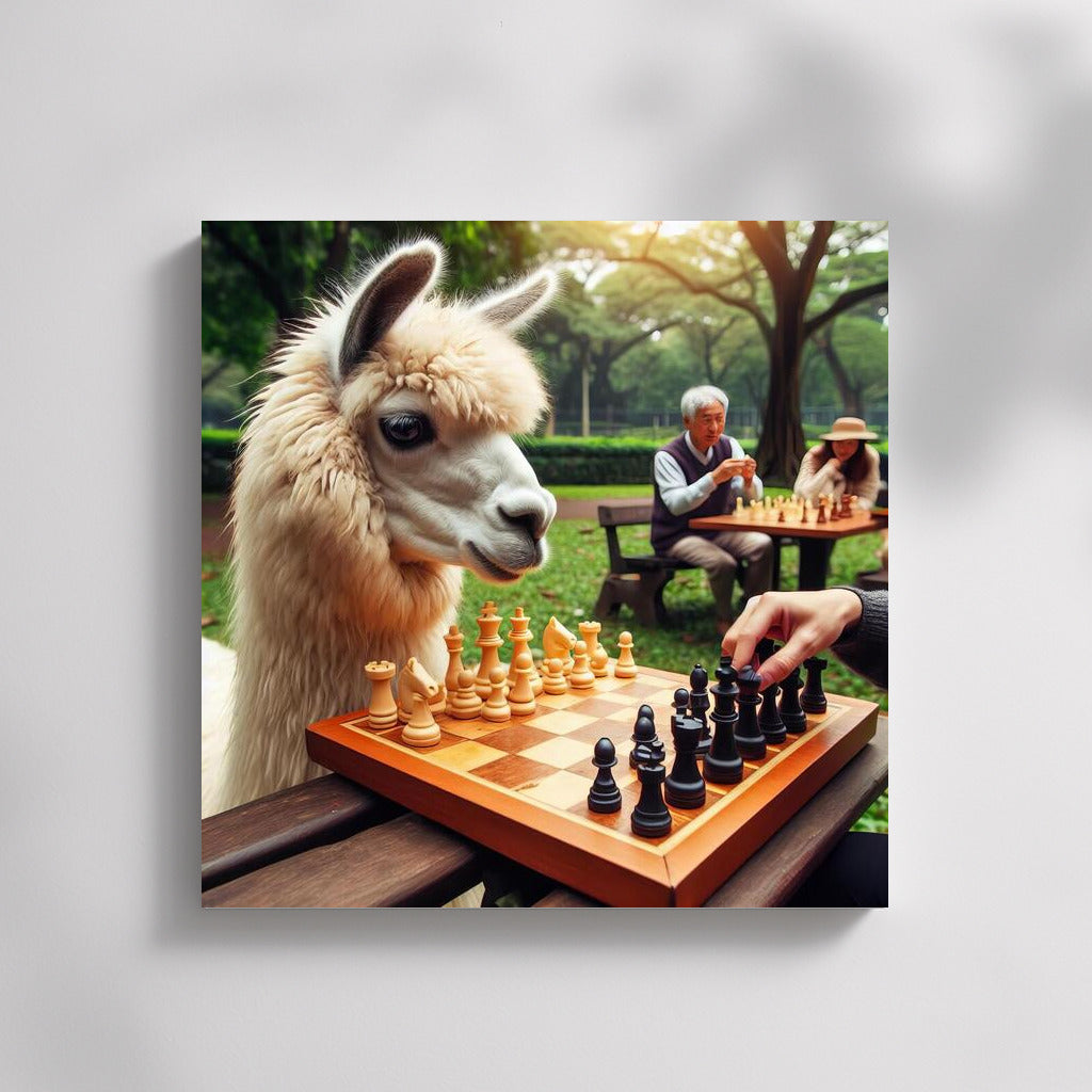 Chess Llama in the Park: Playful Charm for Your Interior