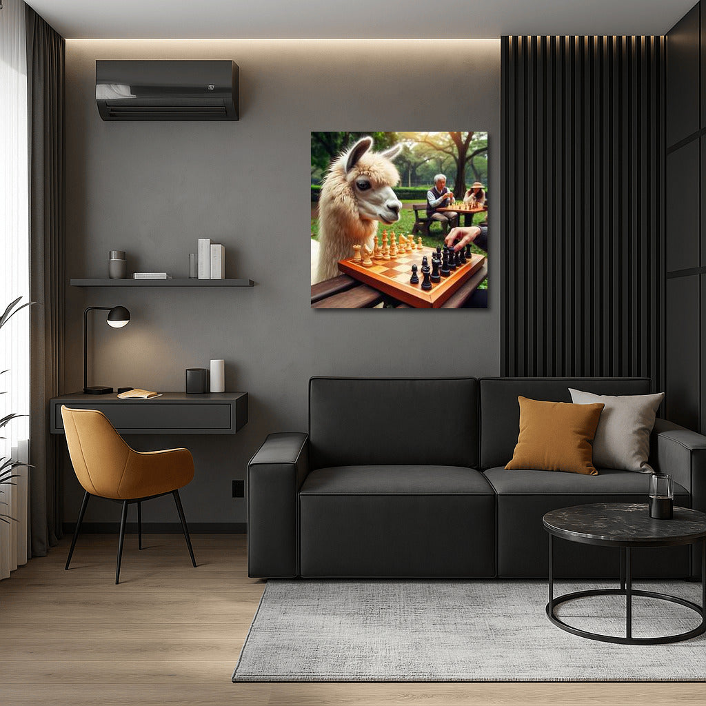 Chess Llama in the Park: Playful Charm for Your Interior