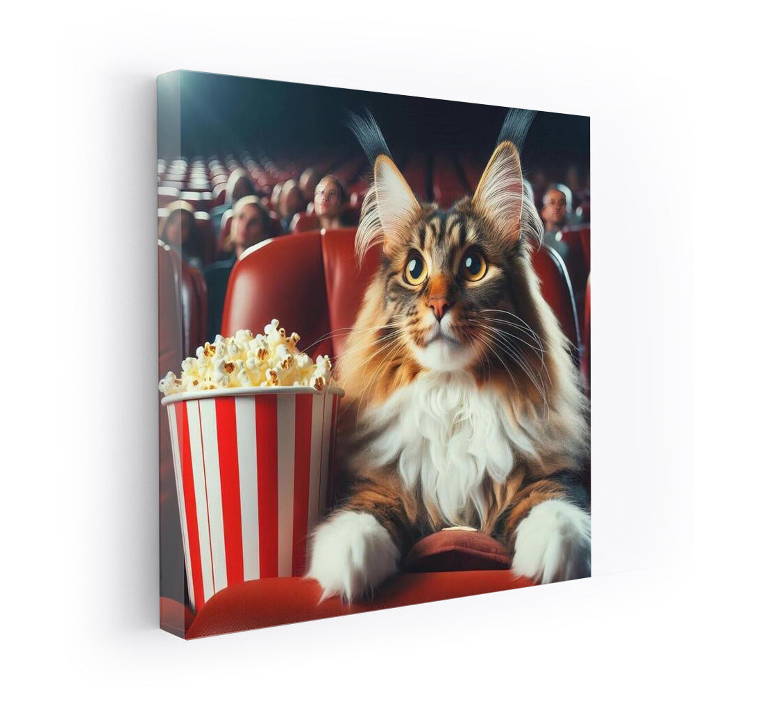 Movie Maine Coon: Fluffy Movie Man with Popcorn