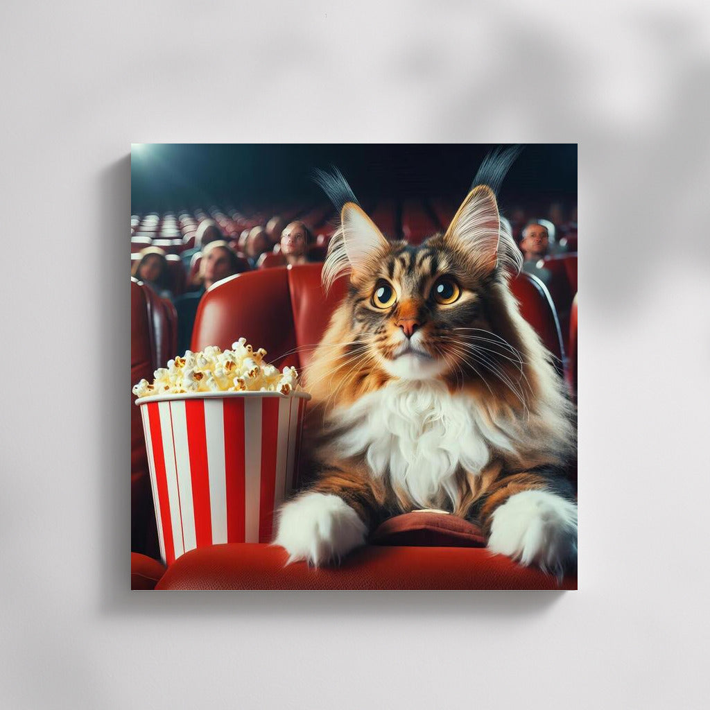 Movie Maine Coon: Fluffy Movie Man with Popcorn
