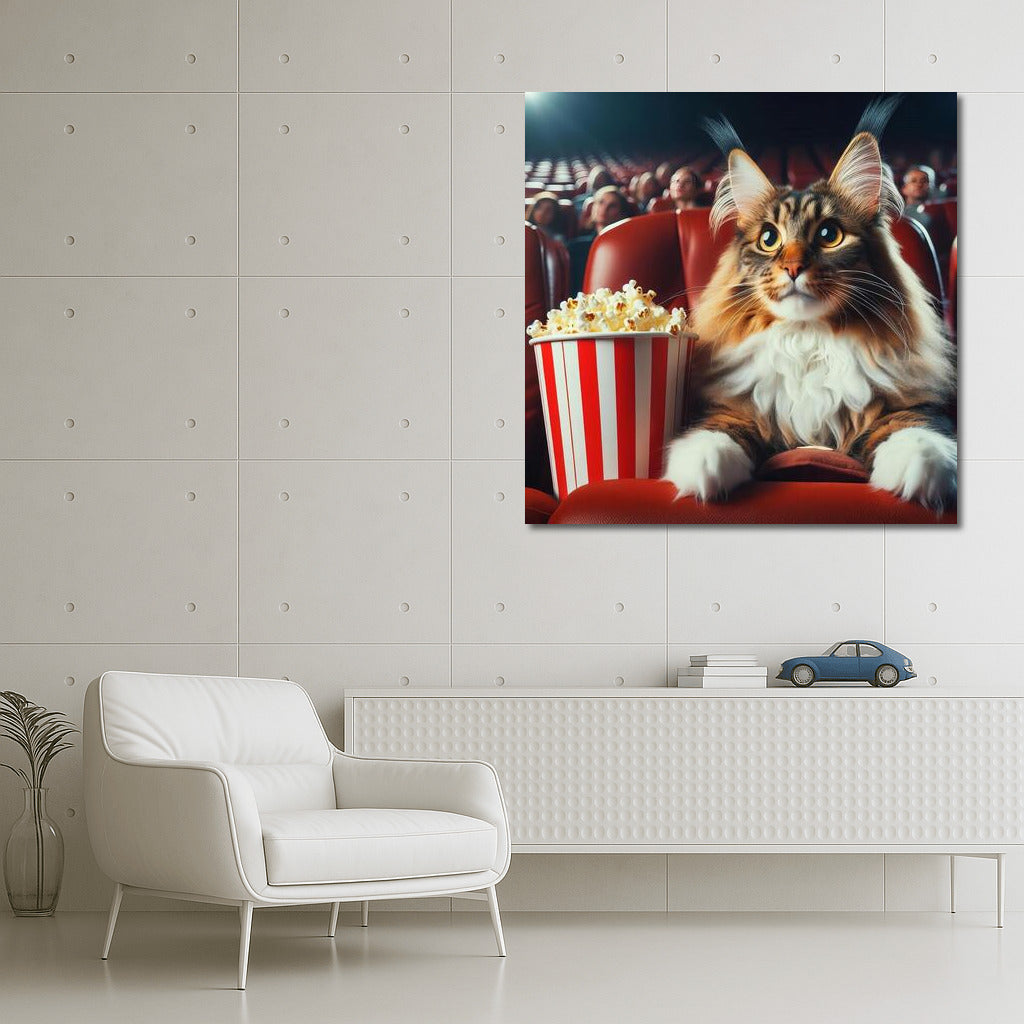 Movie Maine Coon: Fluffy Movie Man with Popcorn