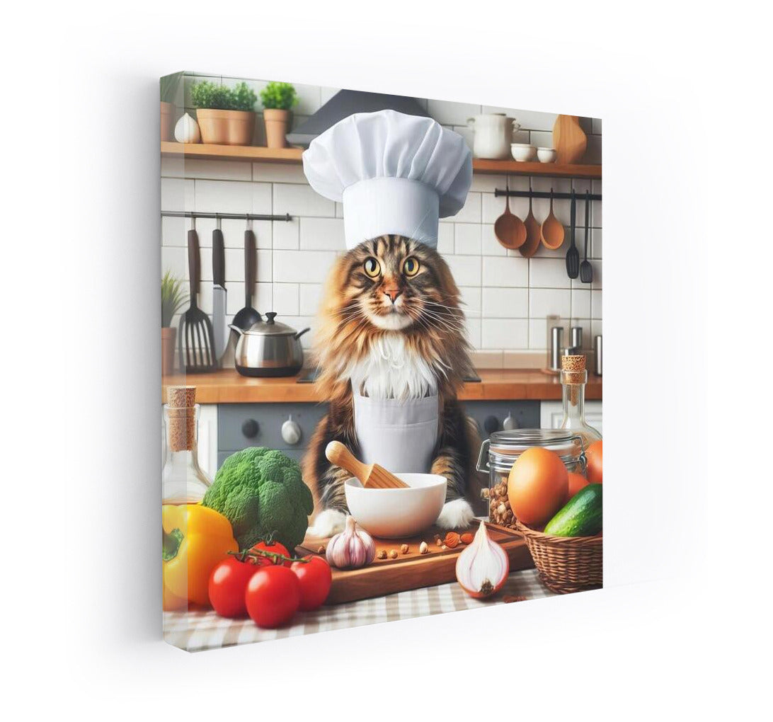 Culinary Maine Coon: Chef in the Kitchen