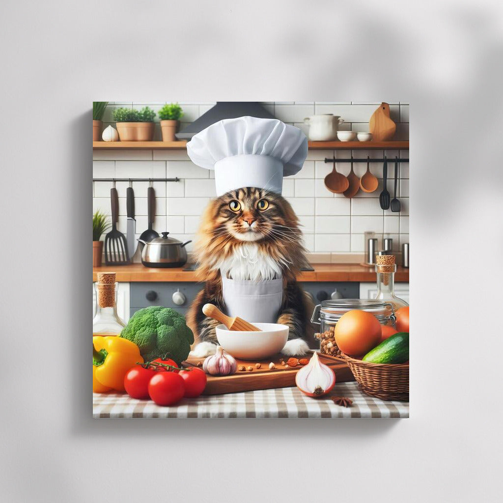 Culinary Maine Coon: Chef in the Kitchen