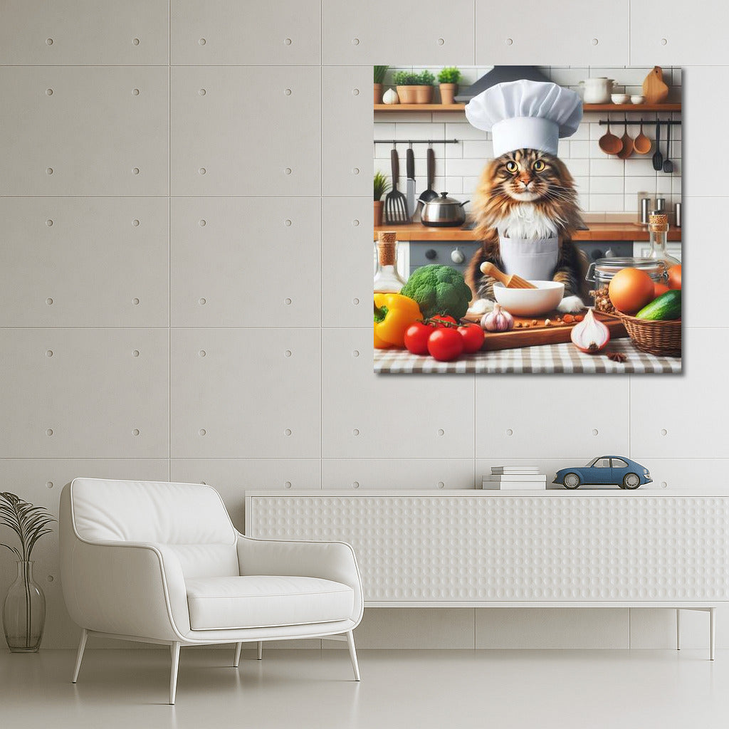 Culinary Maine Coon: Chef in the Kitchen