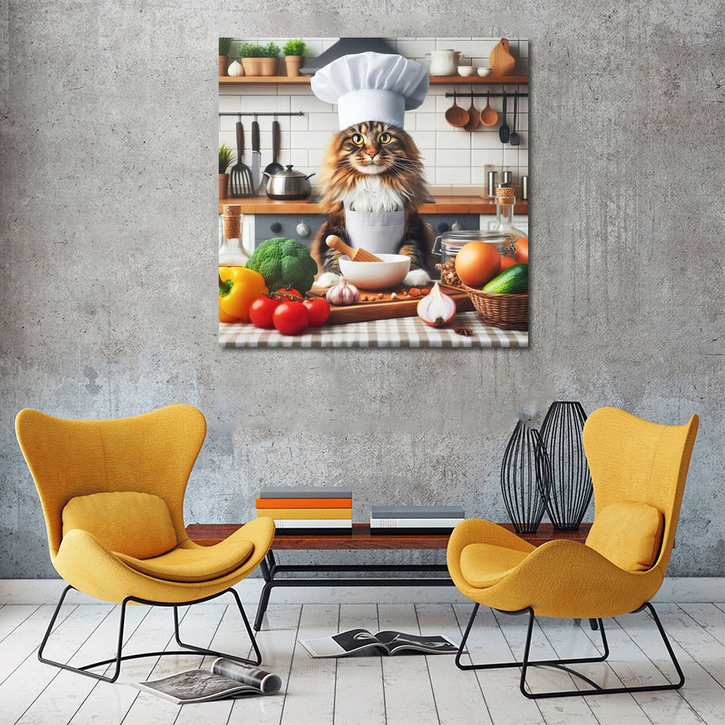 Culinary Maine Coon: Chef in the Kitchen