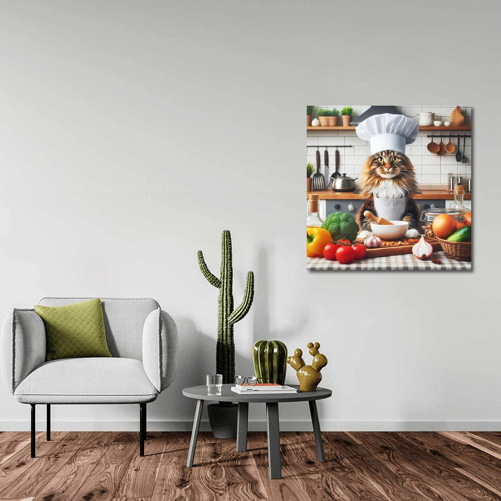 Culinary Maine Coon: Chef in the Kitchen
