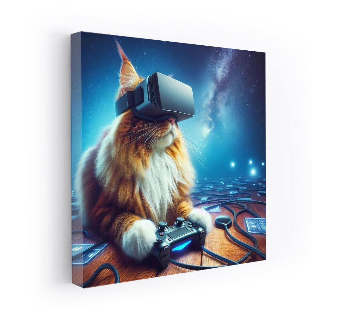 Maine Coon Cat in Virtual Reality: Space Journey