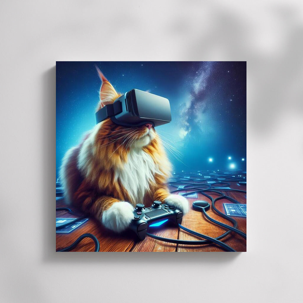 Maine Coon Cat in Virtual Reality: Space Journey