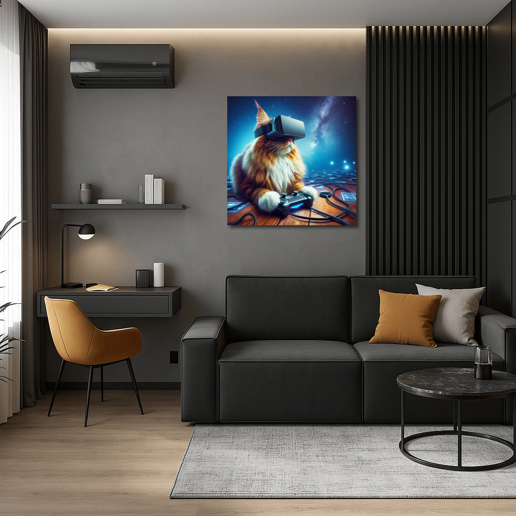 Maine Coon Cat in Virtual Reality: Space Journey