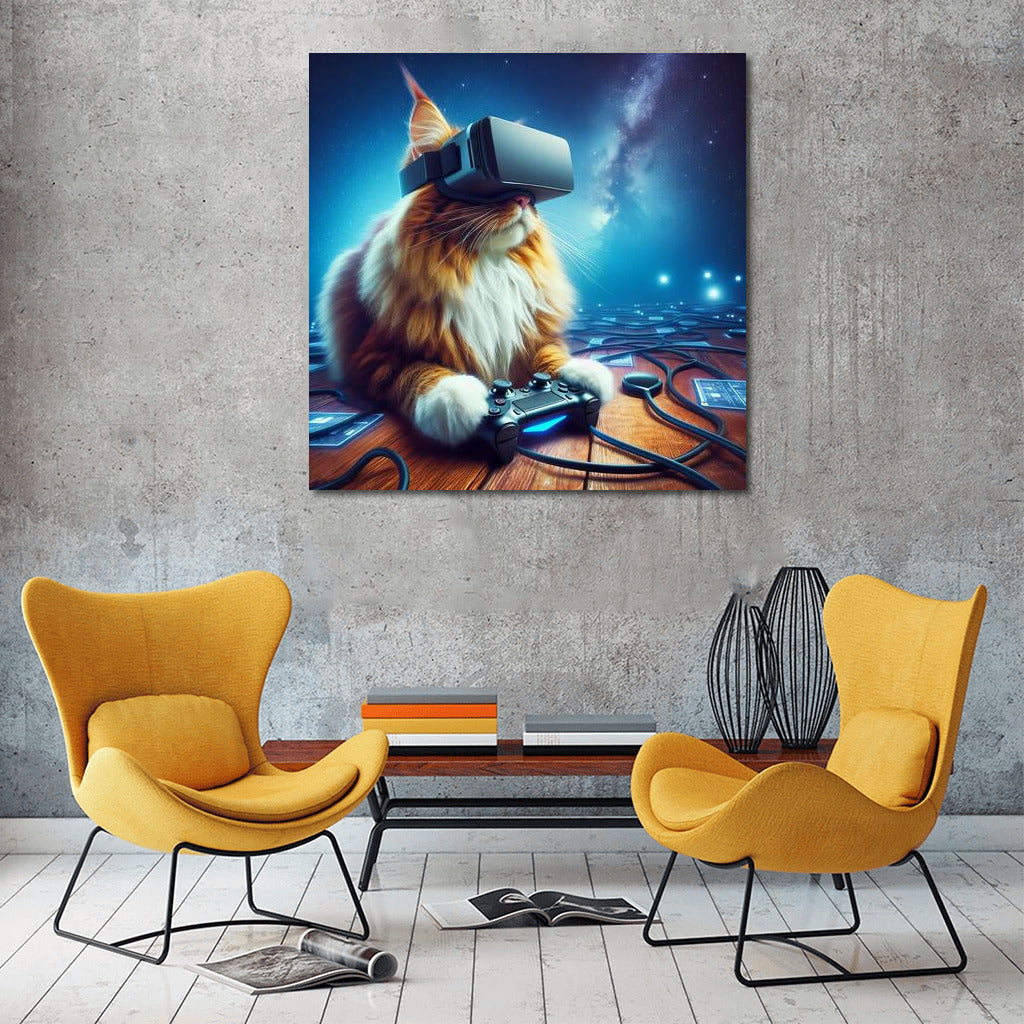 Maine Coon Cat in Virtual Reality: Space Journey