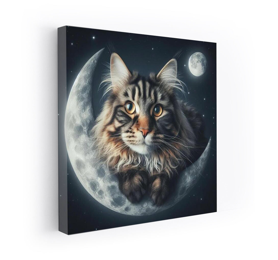 Maine Coon and Moonlit Night: Cosmic Enchantment