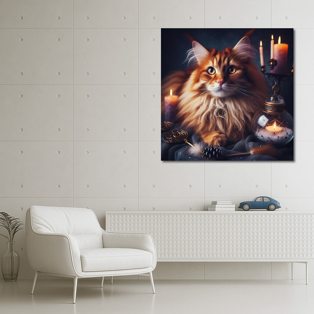 Maine Coon Magic: The Mysterious Cat Among the Candles