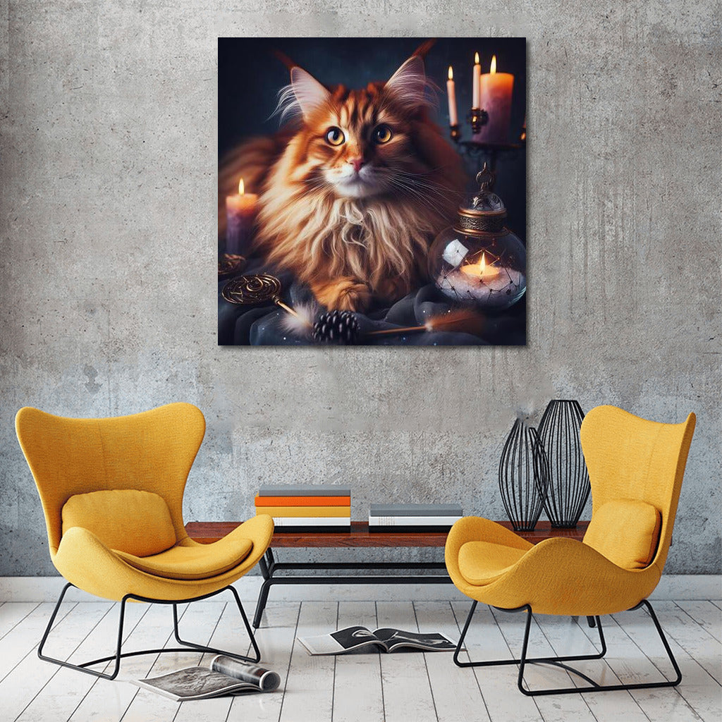 Maine Coon Magic: The Mysterious Cat Among the Candles