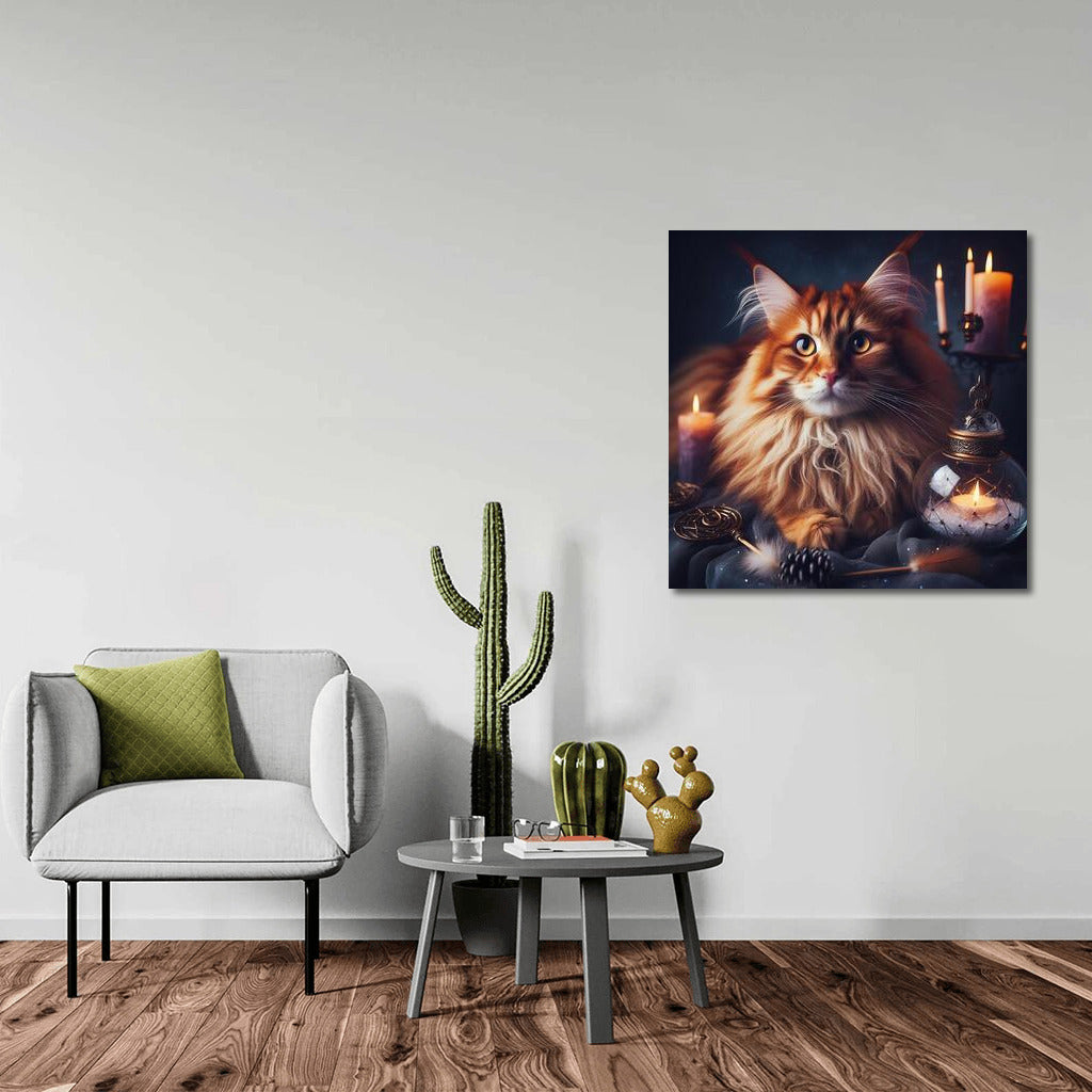 Maine Coon Magic: The Mysterious Cat Among the Candles