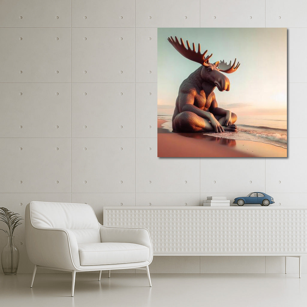 Elk Meditating on the Beach: Nature's Majesty and Tranquility