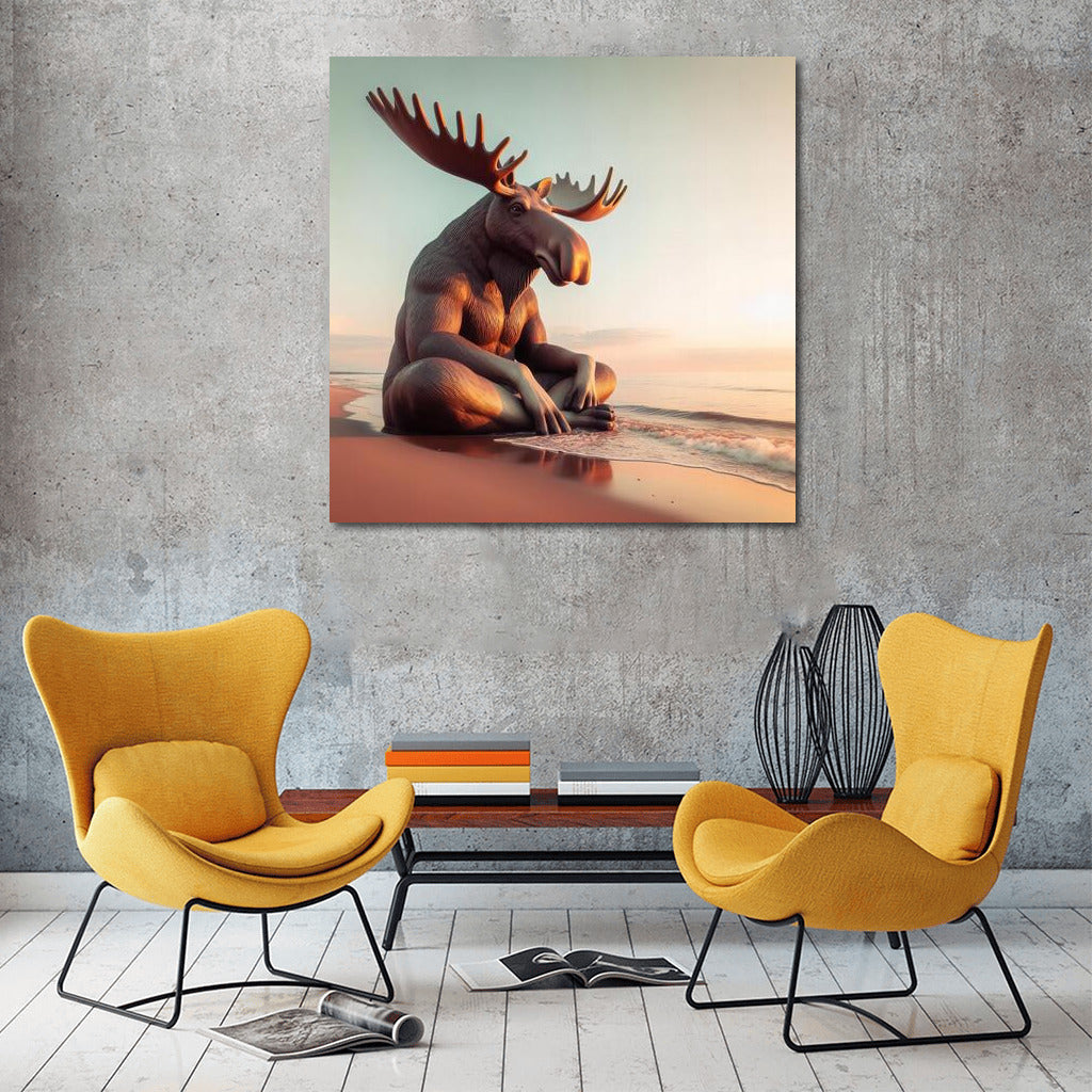 Elk Meditating on the Beach: Nature's Majesty and Tranquility