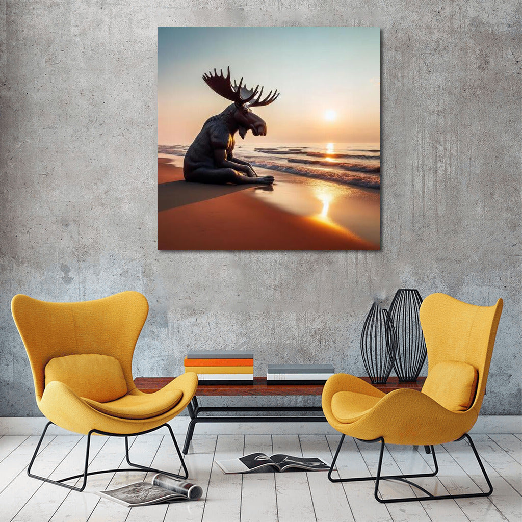 Elk in Sunset Meditation: Harmony of the Shore