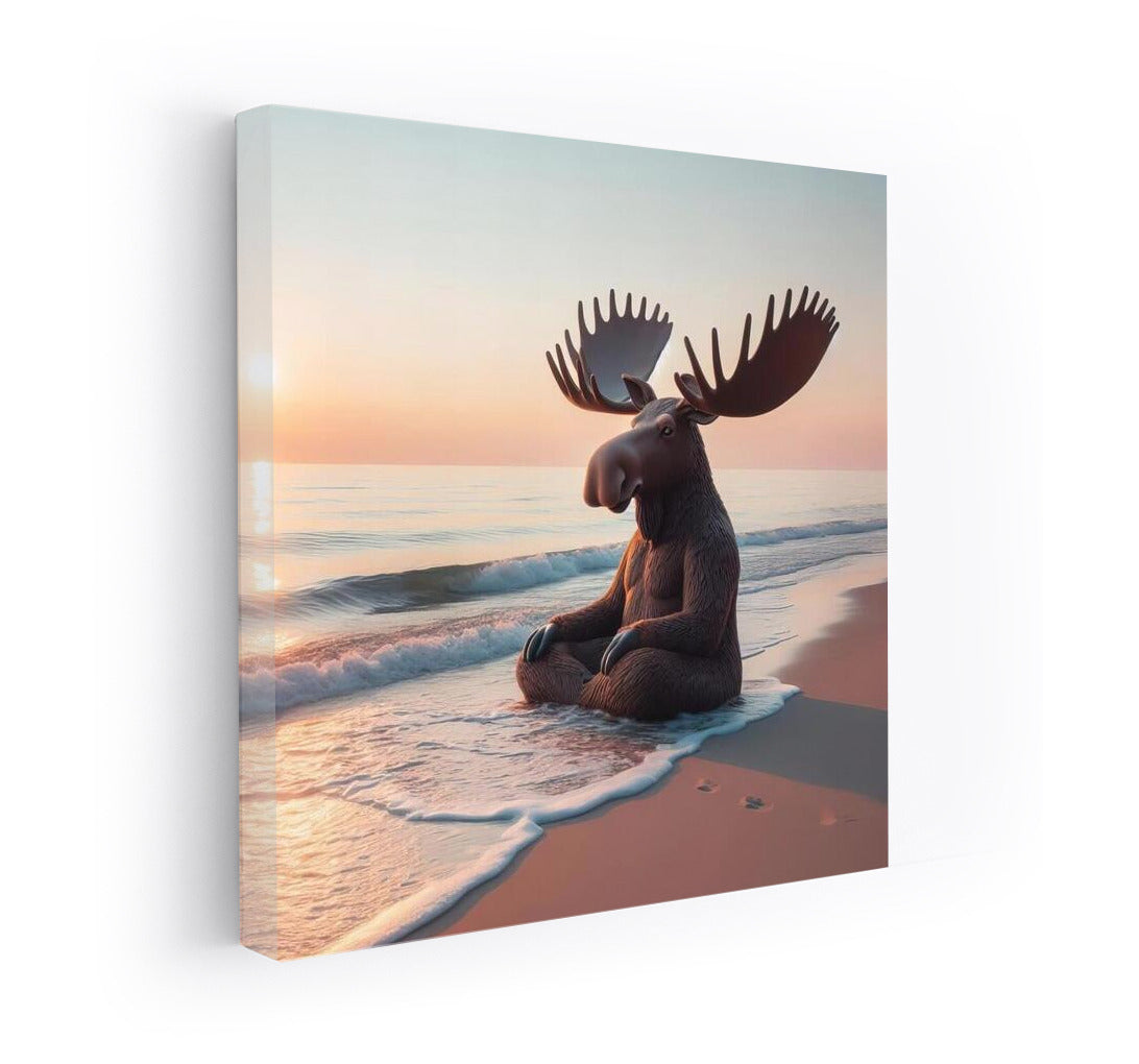 Meditating Elk on the Beach: Harmony and Comfort in Your Home