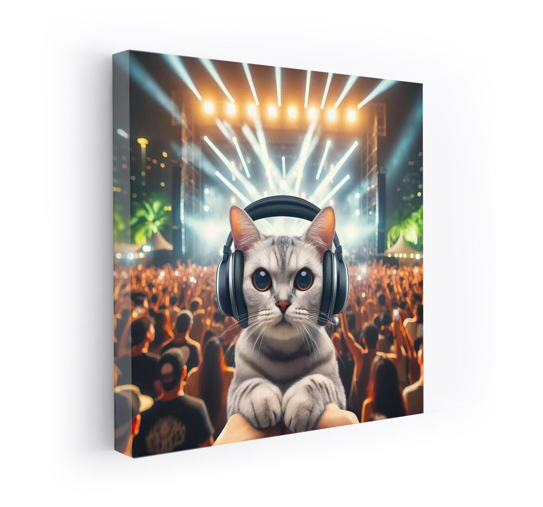 Musical Cat in Headphones at the Festival of Lights