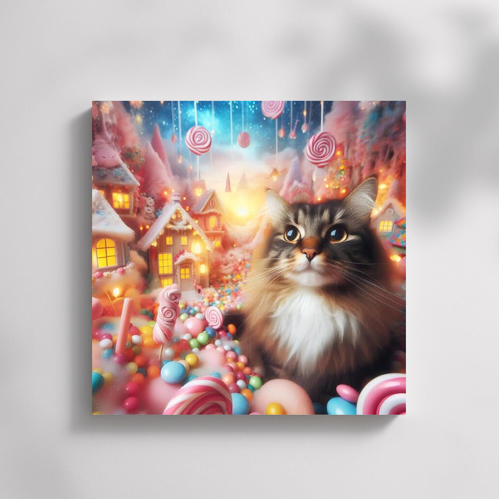 Norwegian Forest Cat in Sweet Wonderland: A Magical Fantasy World