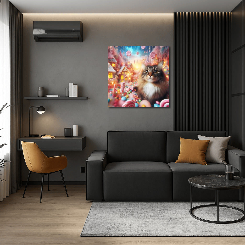 Norwegian Forest Cat in Sweet Wonderland: A Magical Fantasy World