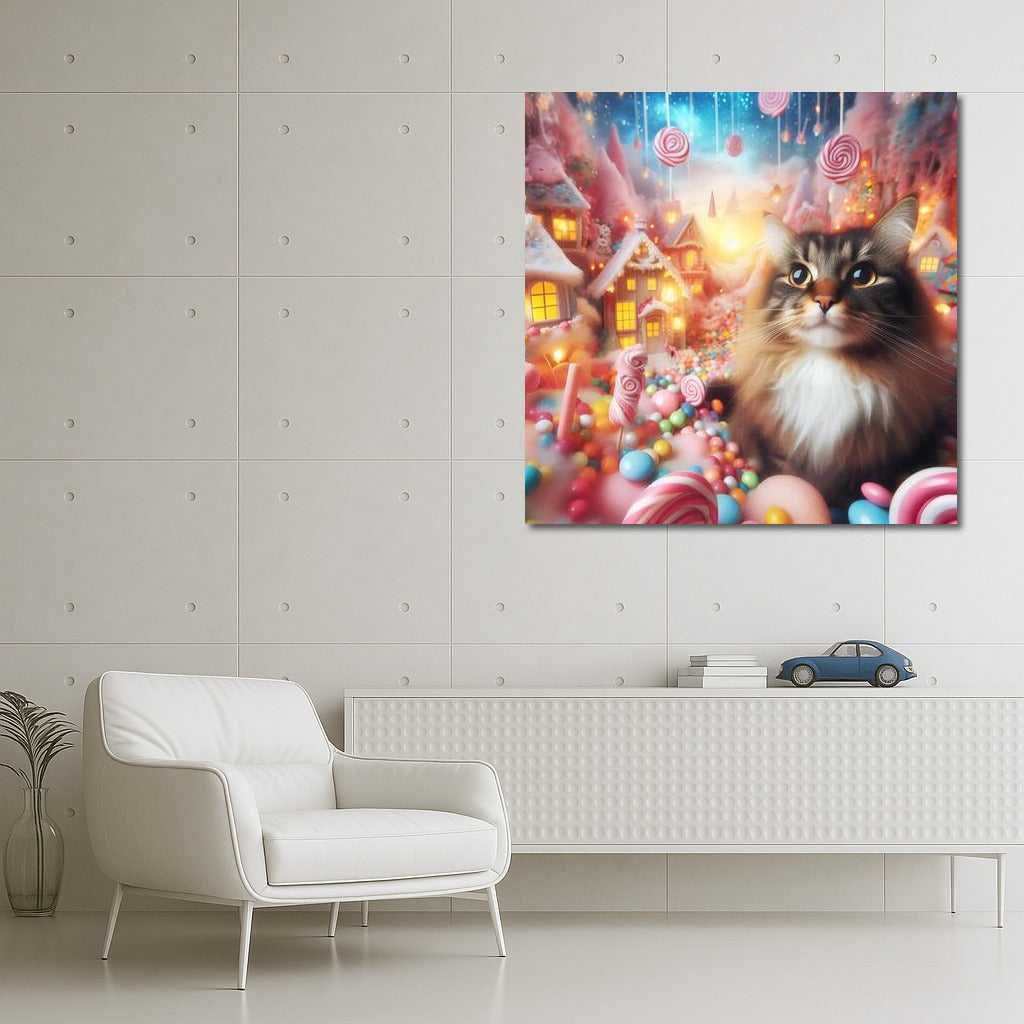 Norwegian Forest Cat in Sweet Wonderland: A Magical Fantasy World