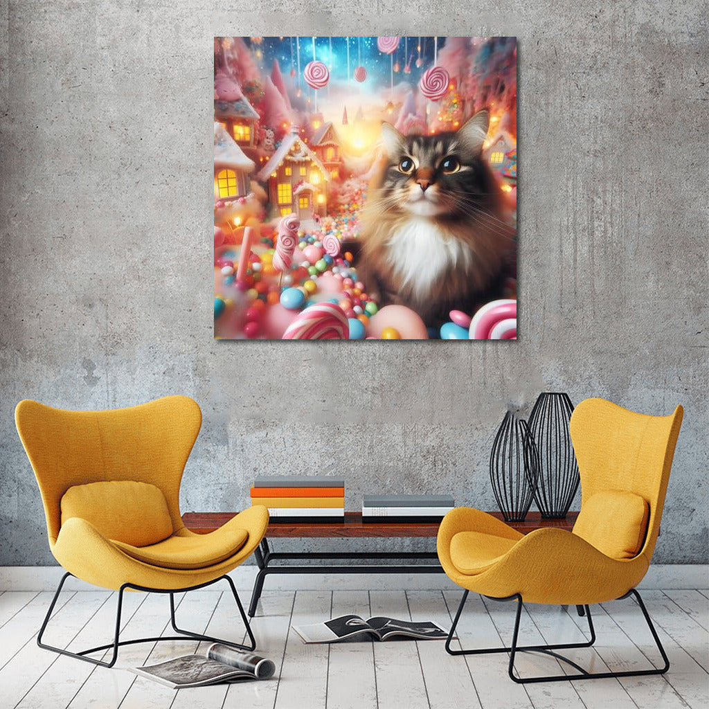 Norwegian Forest Cat in Sweet Wonderland: A Magical Fantasy World