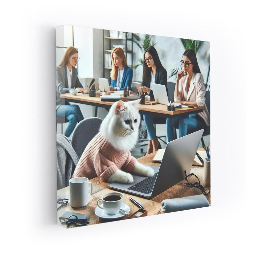 Cat in a Sweater with a Laptop: Norwegian Forest Coworking Space 3 – Office Style