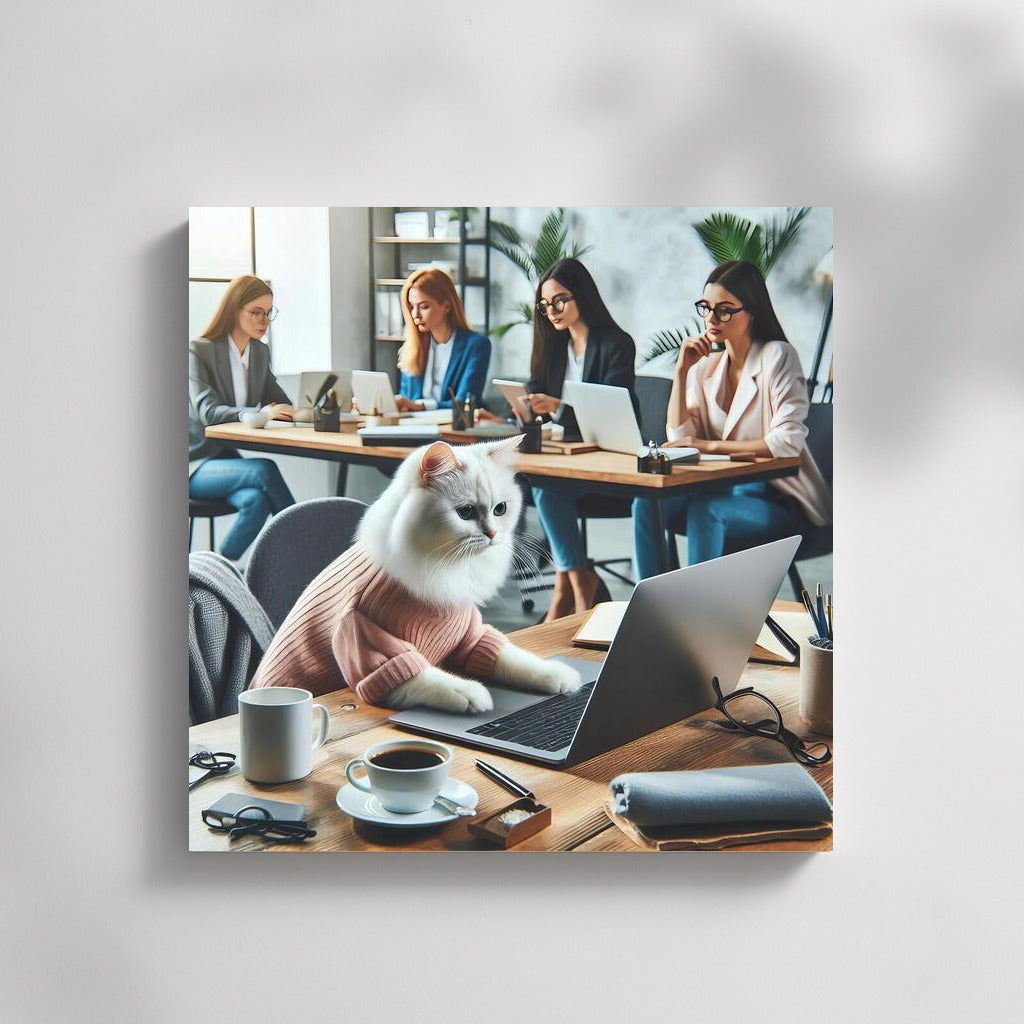 Cat in a Sweater with a Laptop: Norwegian Forest Coworking Space 3 – Office Style