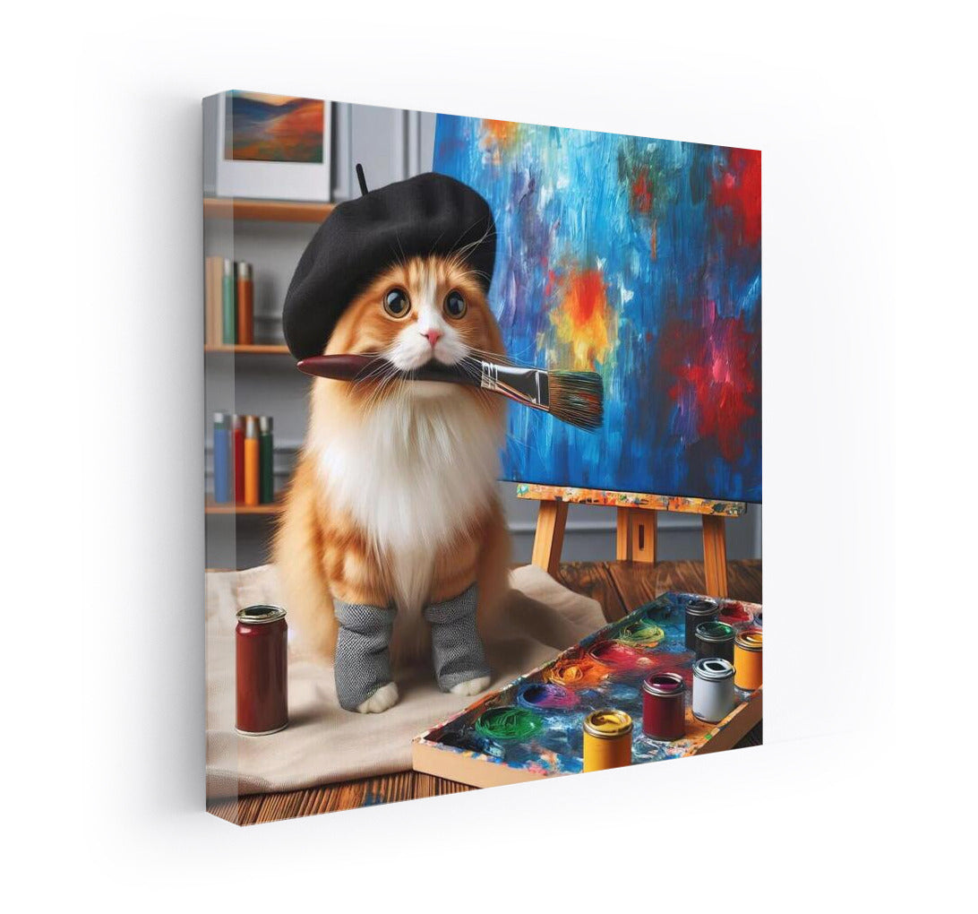 Norwegian Forest Cat Artist in His Studio: Inspiration on Canvas