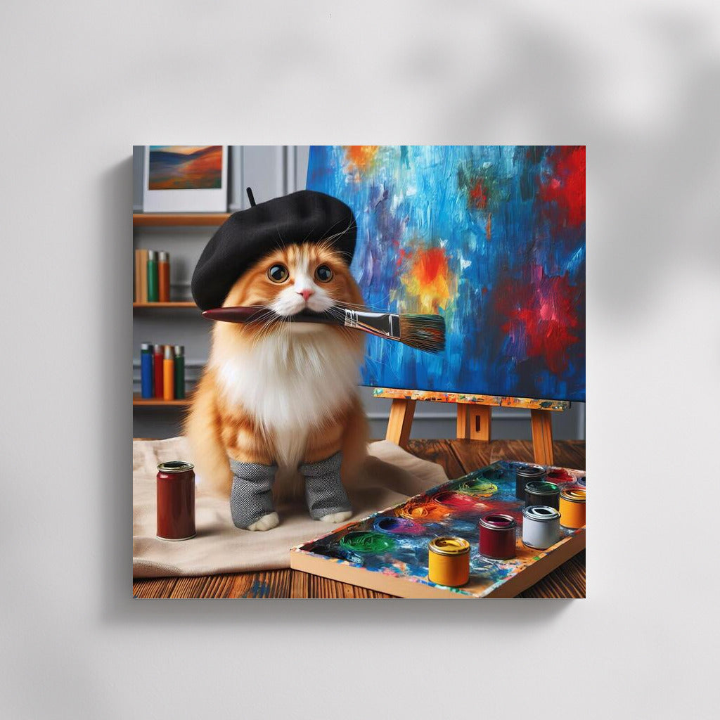 Norwegian Forest Cat Artist in His Studio: Inspiration on Canvas