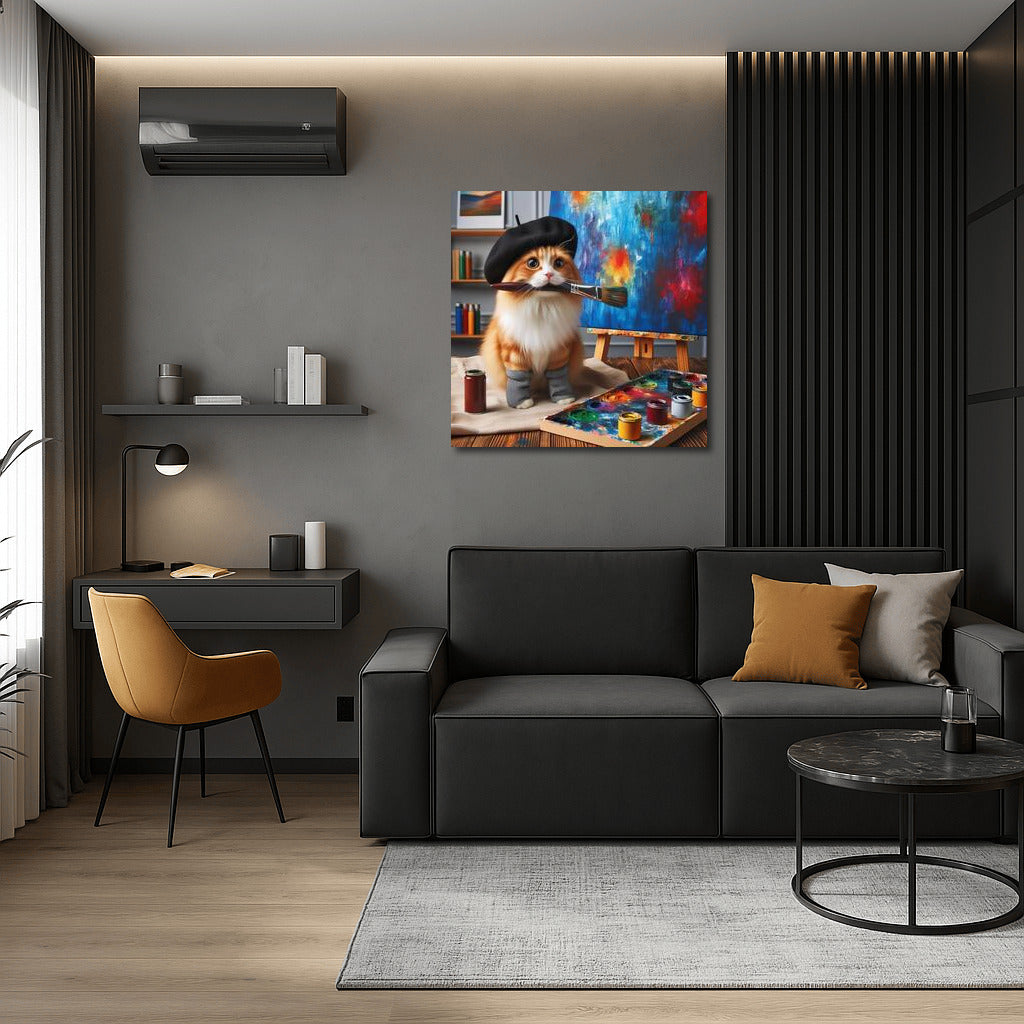 Norwegian Forest Cat Artist in His Studio: Inspiration on Canvas