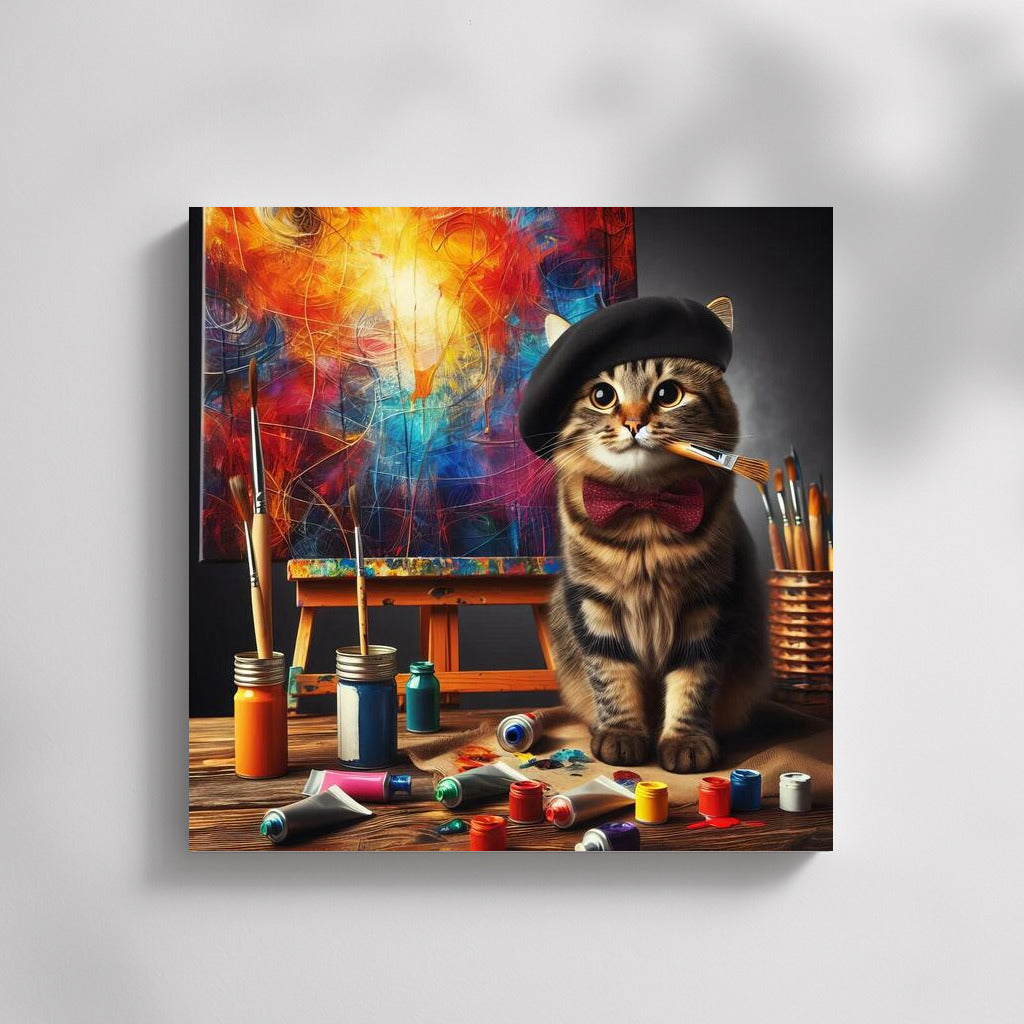 Norwegian Forest Cat in the Art Studio: A Vibrant Explosion of Creativity