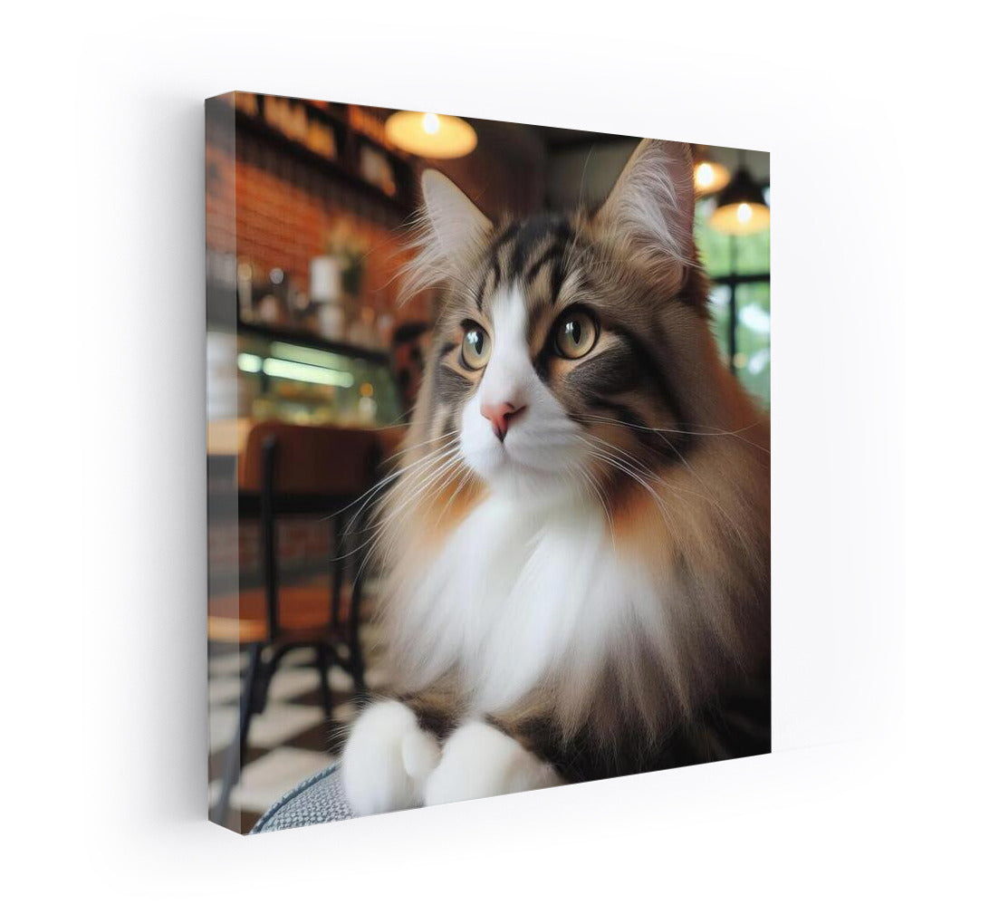 Norwegian Forest Kitten in a Cafe: Comfort and Style for Your Interior
