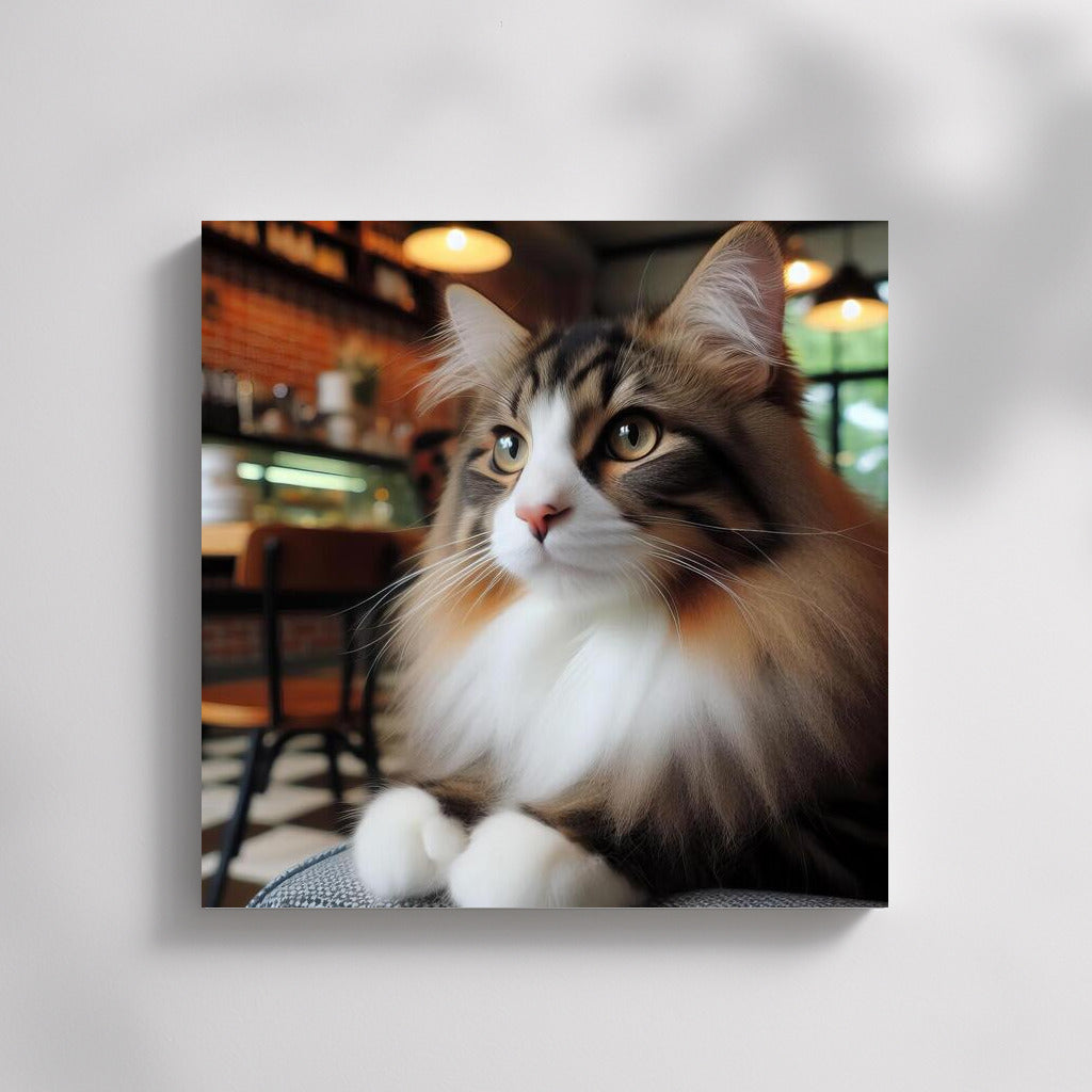Norwegian Forest Kitten in a Cafe: Comfort and Style for Your Interior