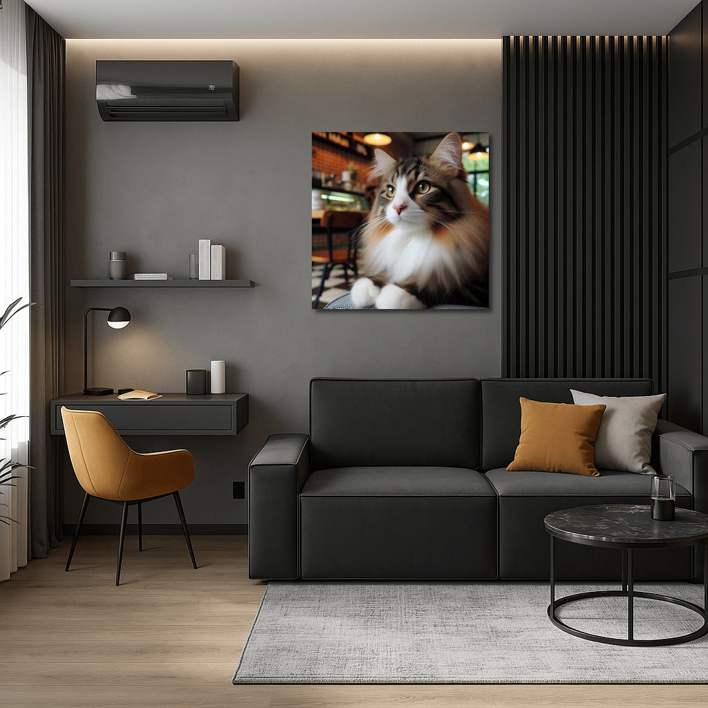 Norwegian Forest Kitten in a Cafe: Comfort and Style for Your Interior
