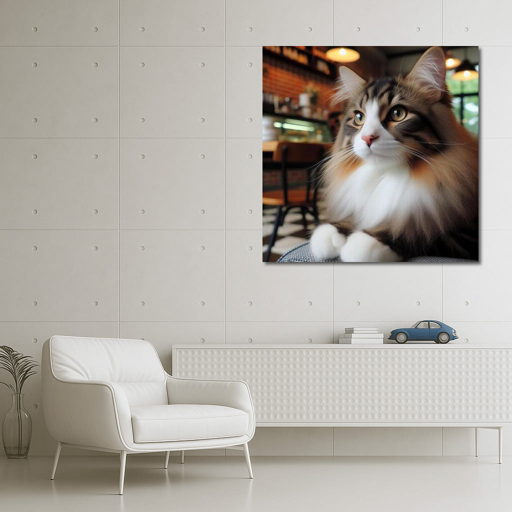 Norwegian Forest Kitten in a Cafe: Comfort and Style for Your Interior