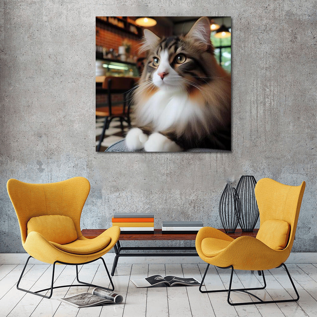Norwegian Forest Kitten in a Cafe: Comfort and Style for Your Interior