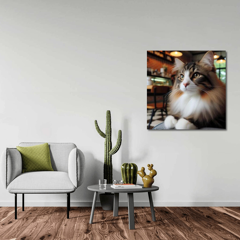 Norwegian Forest Kitten in a Cafe: Comfort and Style for Your Interior