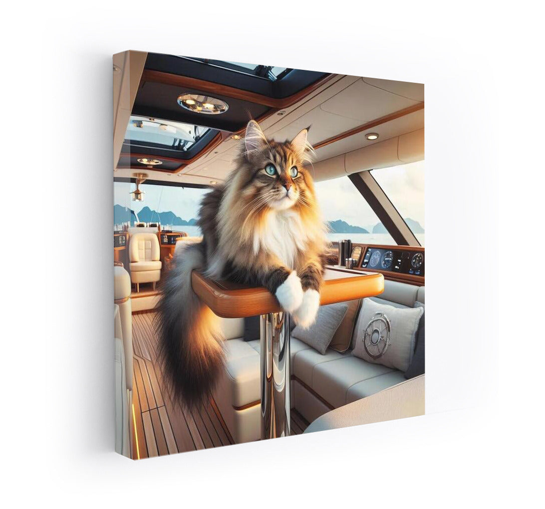 Norwegian Forest Cat on a Luxury Yacht: The Fluffy Magic of the Sea Breeze
